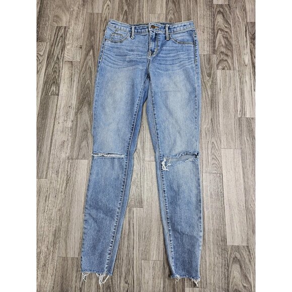 (3/$35) Mossimo Jeans 2 / 26 R High Rise Jegging Distressed Power Stretch Denim - Picture 1 of 11